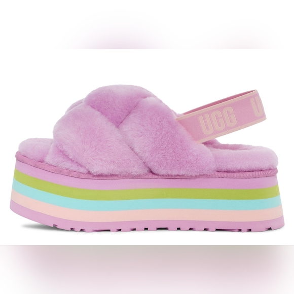 UGG Shoes - WOMEN'S DISCO KNOT SHERALING SLIDES  PINK SIZE 8